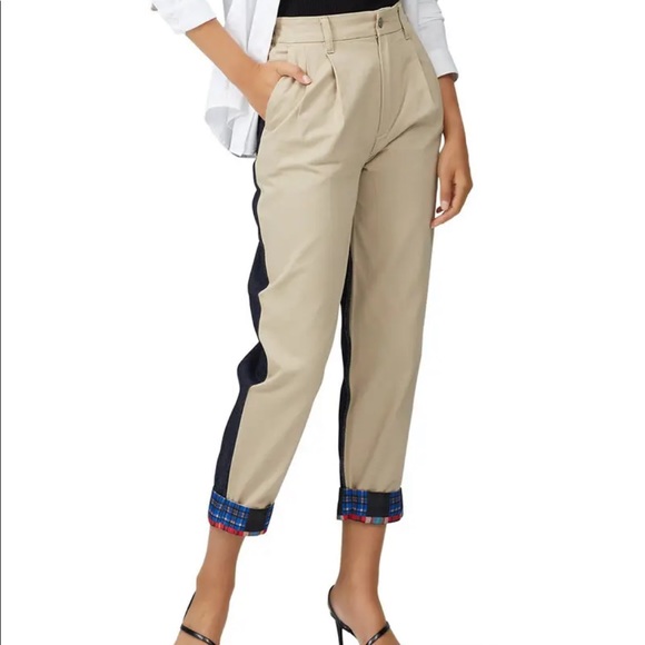 Koche Beige Crazy Check Print Trousers - Picture 1 of 14